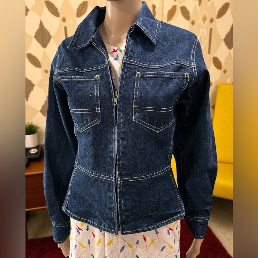 Vintage Susie Tompkins denim jean fitted jacket HONG KONG Size Small